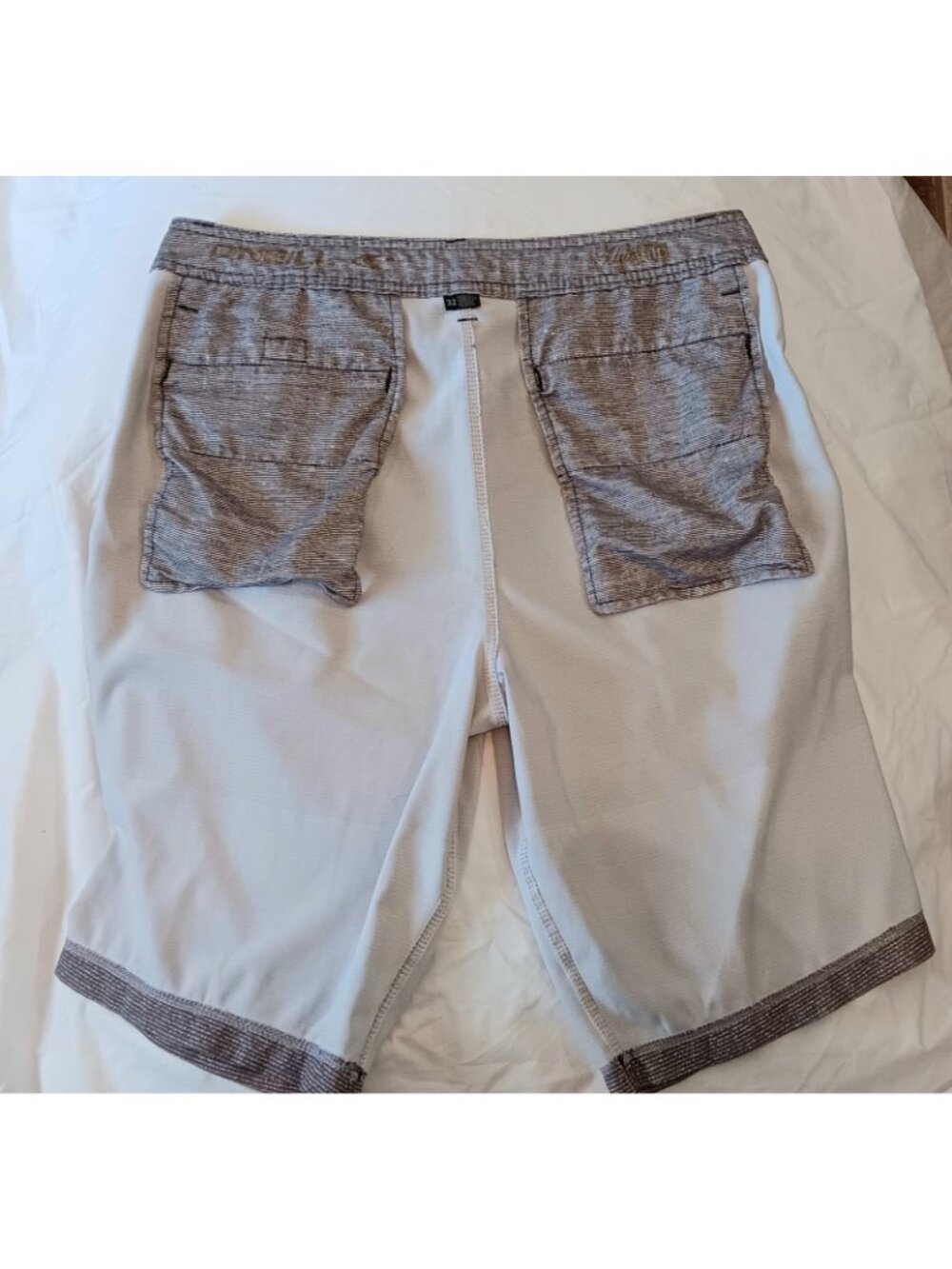 O'Neill Hybrid Board Shorts 32 Gray Black Zipper Pockets Men's Swimsuit - Picture 11 of 13